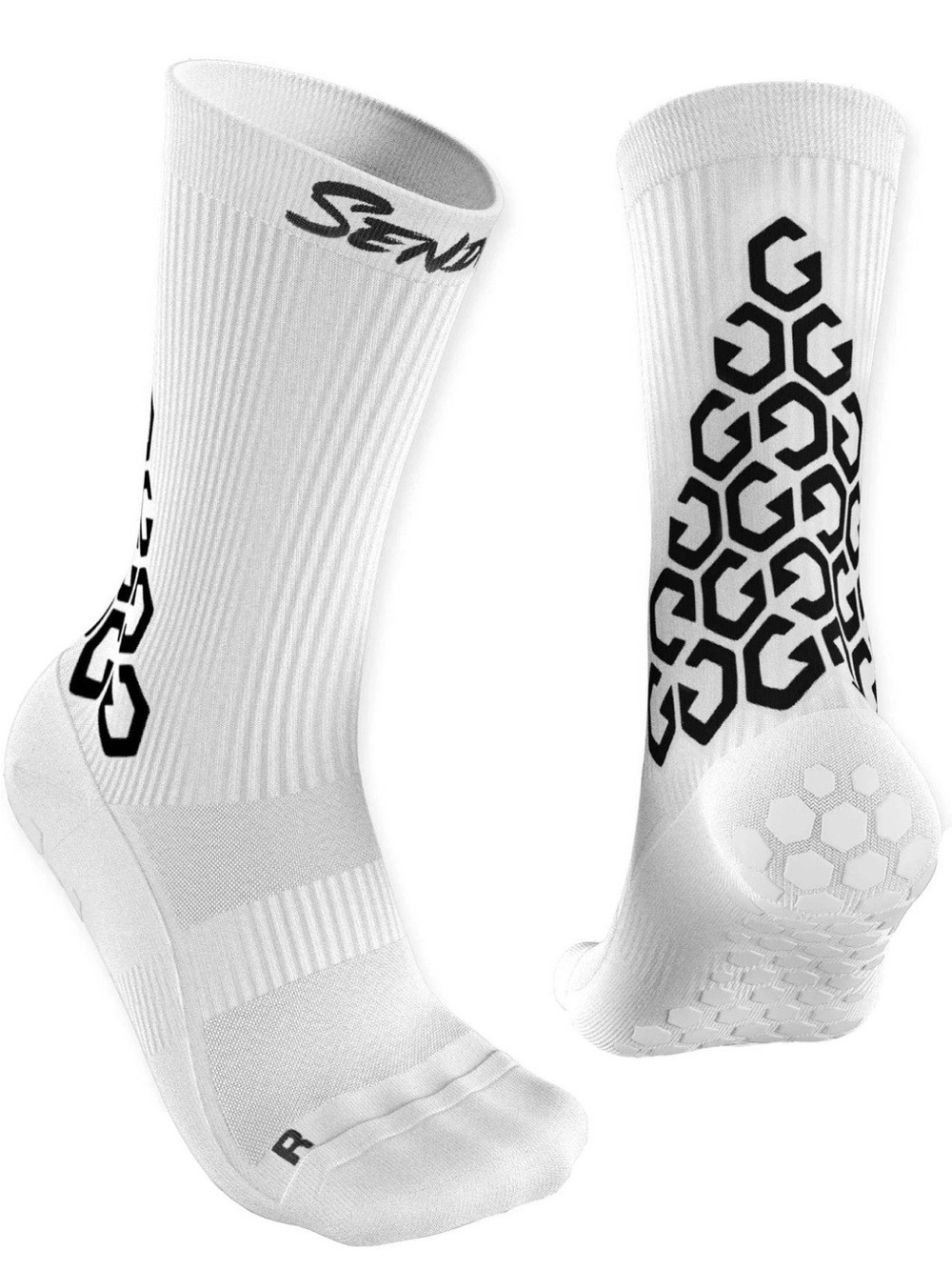 2 SENDA Gravity Pro Crew Grip Socks with NonSlip Technology, Unisex Size Large